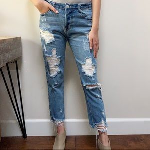 Signature8 Distressed 100% Cotton Blue Denim Jeans